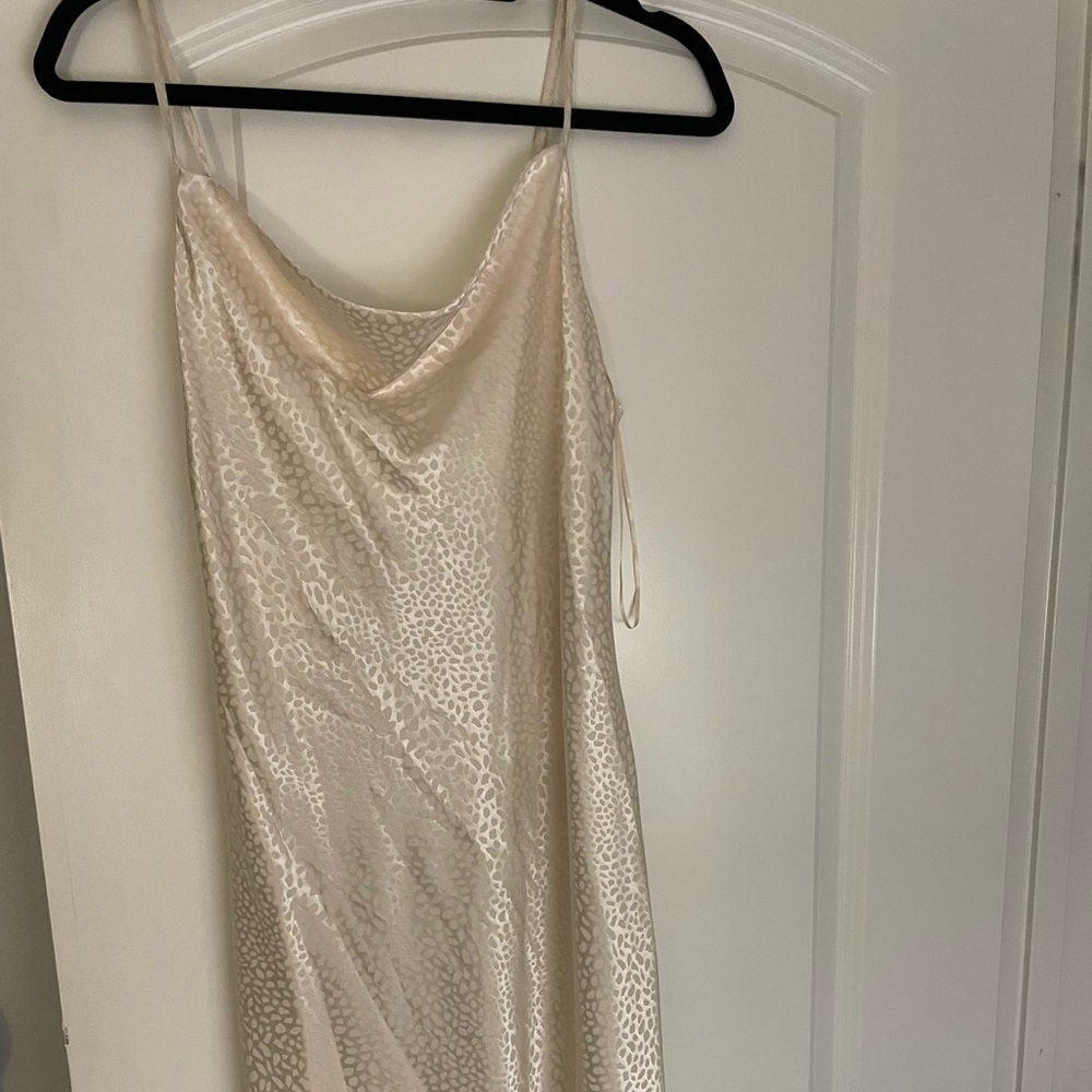 Aaron&Amber white animal mid length slip dress